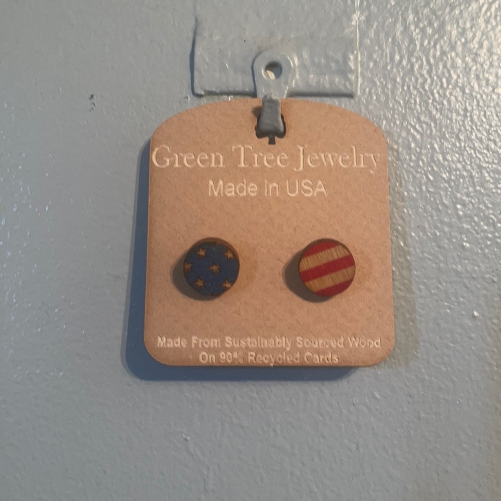 Wooden patriotic earrings
